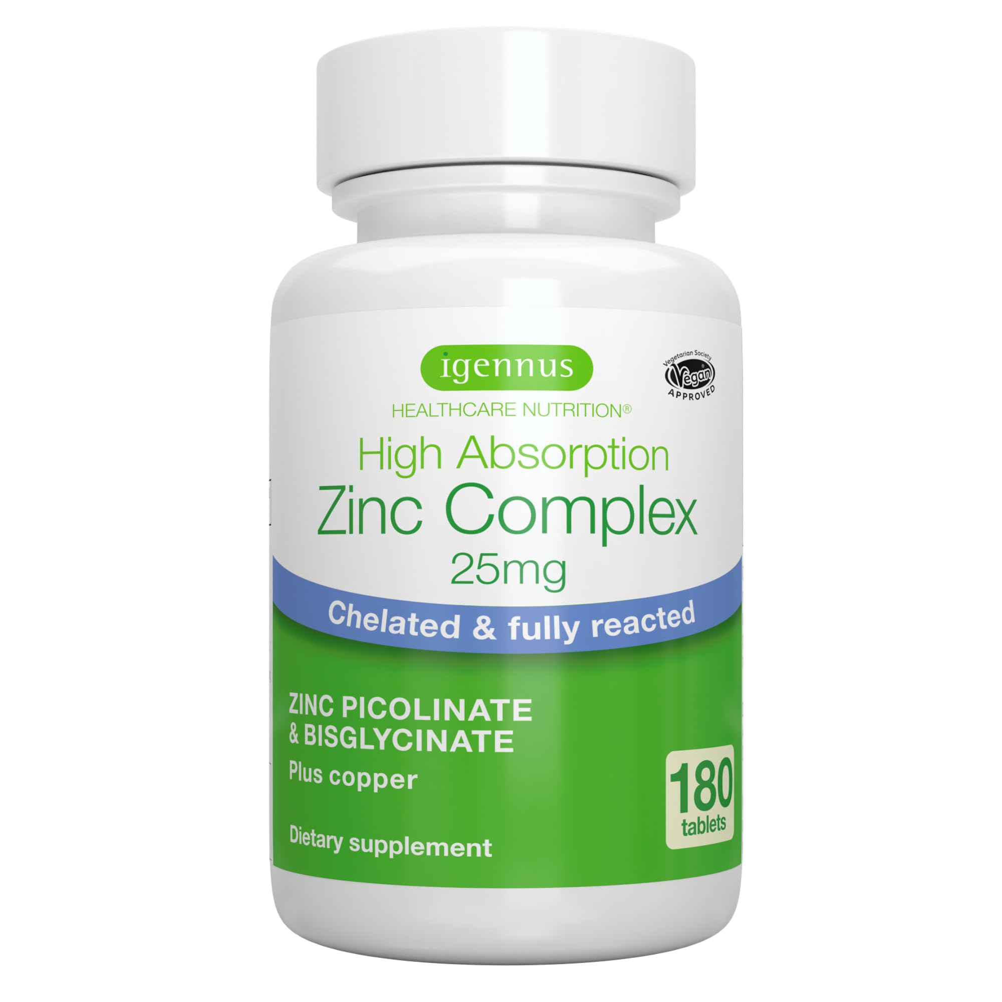 Amazon.com: Igennus Clean Chelated Zinc 25mg with Copper, Fully